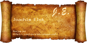 Joachim Elek névjegykártya